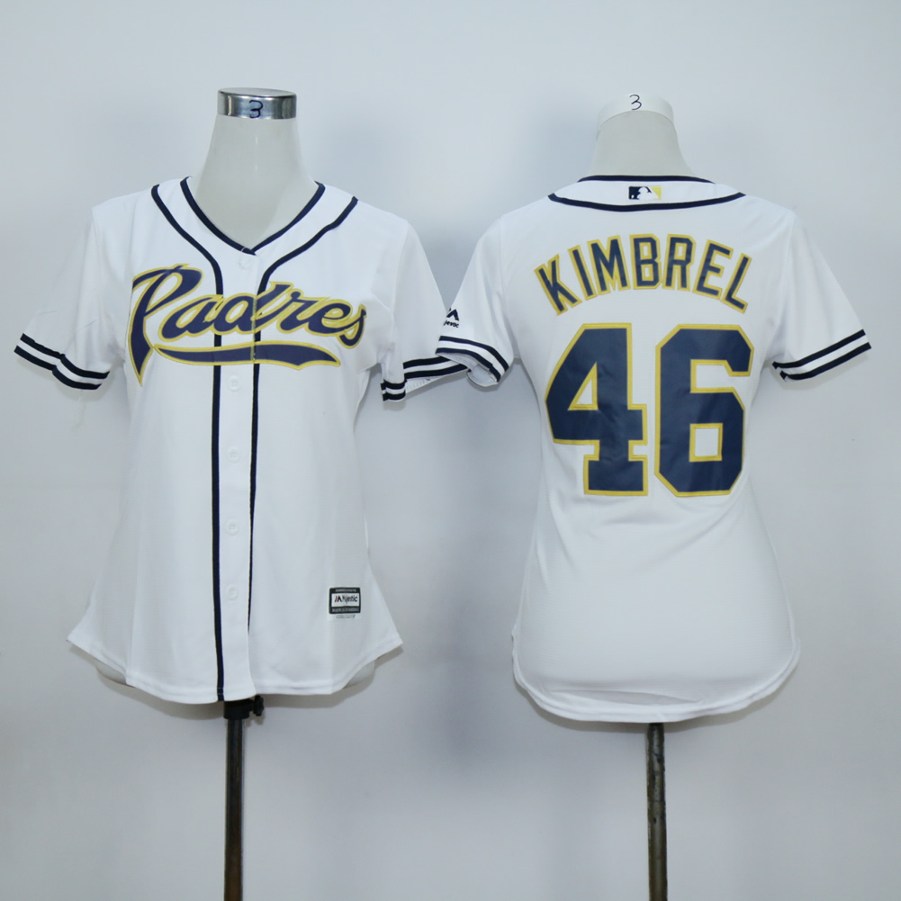 Women San Diego Padres 46 Kimbrel White MLB Jerseys